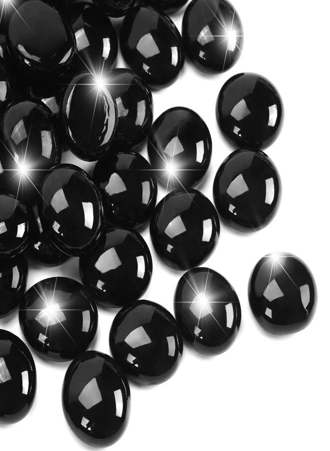 RUOJAS 1LB Black Flat Glass Marbles for Vases, Gemstone Beads Vase Filler Decorative Glass Pebbles for Fish Tank, DIY Crafts, Aquarium Decor Rocks - Image 1